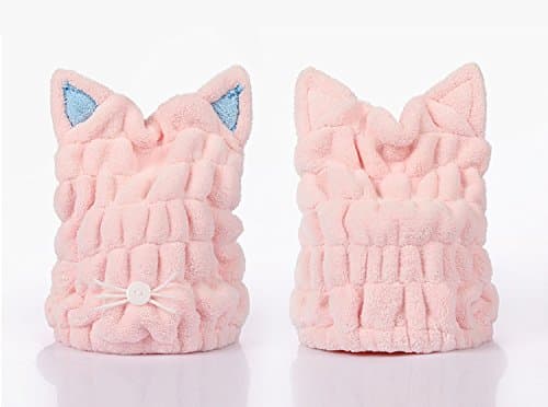 Mikrofiber Badehåndkle Hår Tørkehette Hurtigtørkende Badehette 2-pakning (Blå og Rosa)