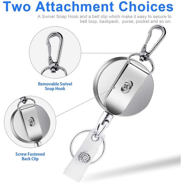 [PLEE] 2 Retractable Keychains, Retractable Anti-Theft Clips - Retractable Document Holder - Car Keychain - Anti-Loss
