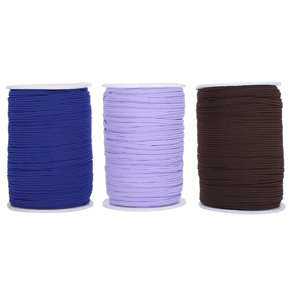 Elastic Band Flat Sewing String DIY Sleeve Mask Making High Elastic 100 Yard Roll (Blue Brown Purple)