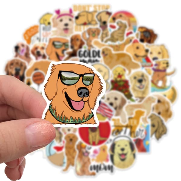 50 söpöä eläintä kultainennoutaja doodle -tarroja