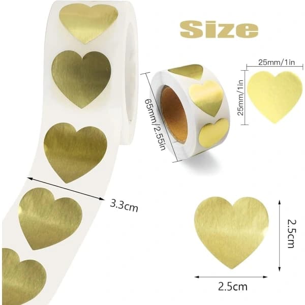 2000 Pcs Self-Adhesive Heart Labels, Heart Stickers, Self-Adhesive Heart-Shaped Stickers