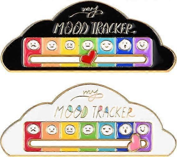 Social Cloud Pins, Funny Social Mood Brooch Pin, Interactive Mood Pins with Adjustable Sliding Function, Creative Expression Brooch (Cloud Shape Black+White)