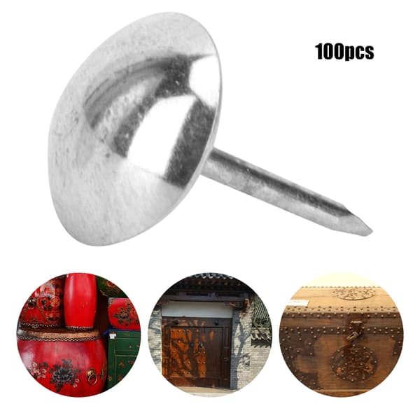 100 stk møbelspiker Antikk Messing Jern Møbel Dekorative Tegnestifter Tilbehør 11x17mm Sølv