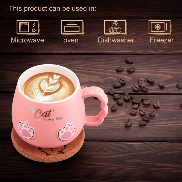Söt kattmugg, nyhet keramisk kaffe te mjölkkopp med underbart kattlock, Kawaii