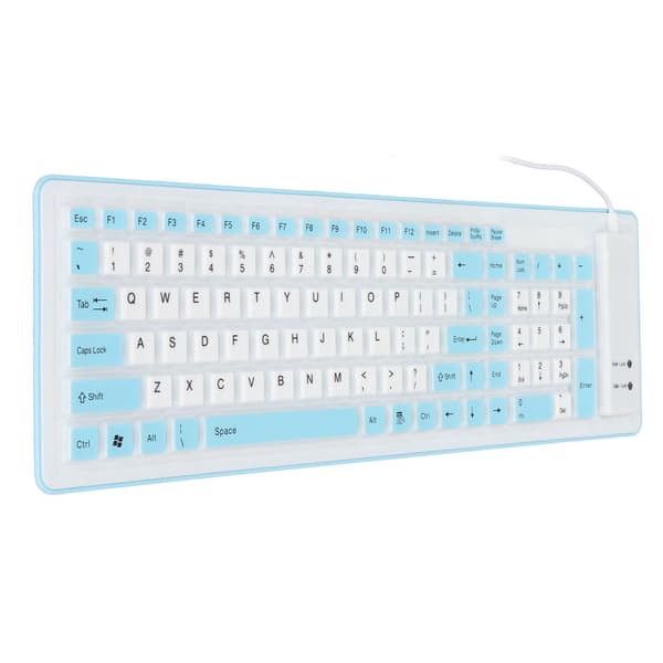 Foldable Silicone Keyboard 103 Keys USB Wired Silicone Foldable Waterproof Silent Fade-Proof Foldable Keyboard for PC Laptop Blue