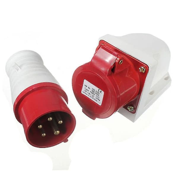 16 Amp 5-pin Weatherproof Plug & Socket IP44 3-Phase 380-415V 3P + N + Earth 16A (tangent) [DB]