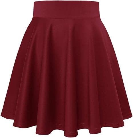Vinrød, plissert skøytekjole i polyester, L-skjørt, retro, basic mini/midi/hullmønstret skjørt