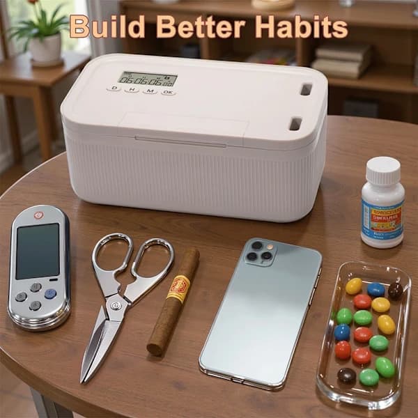 Timer Lock Box Adjustable 0-30 Days Secure Storage for Snacks, Medicine, Phones, and Electronics for Self-Control Home Use