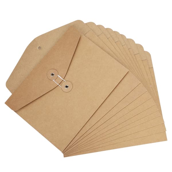 10-pack A5 Kraft Paper Folders Portfolio Folder Paper Document File Bag Pockets Horizontal File Organizer Organizing Storage Bag for School Office