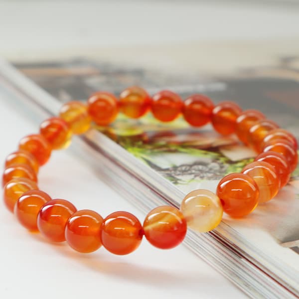 Rødt agat armbånd | Natursten 8mm | Sten terapi | Smykker til mænd perler gaveidéer til far og mor