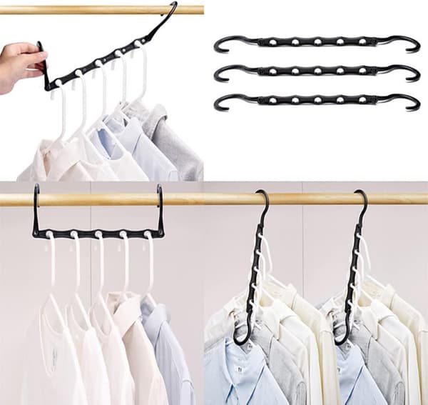 Magic Hangers, 10 Pcs Space Saving 5-Hole Magic Hangers Multifunctional Durable Foldable Rack Rotating Hanger