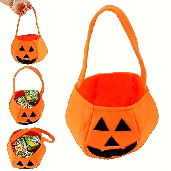 Halloween Græskar Slikpose til Festfavoritter og Trick-or-Treat Indsamlingspose Efterår Thanksgiving Dekoration Orange Orange