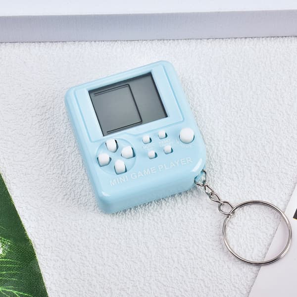 Mini Retro Tetris Håndholdt Spillekonsol Nøglering Legetøj, Bærbart Puslespil Murstens Spillemaskine, Rygsækvedhæng med Farver Solid blå Solid blue
