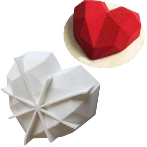 Diamant Hjerte Silikoneform | Mousseform Smash The Heart Vit white