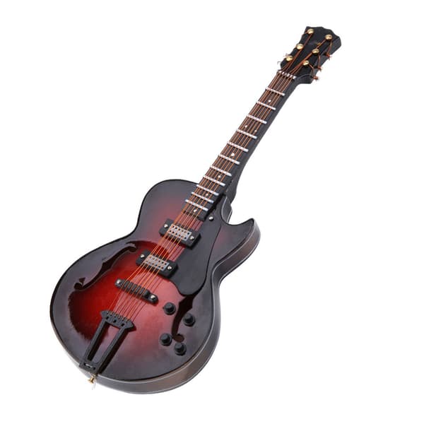 5,5 tommer Klassisk Miniatyrgitarreplika med Stativ og Etui Instrumentpynt Julegave