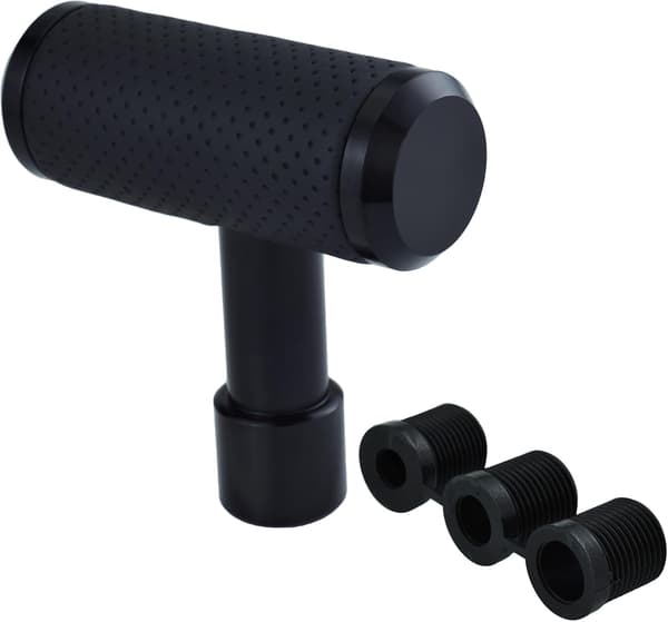 T-shaped Leather Gear Shift Knob for Most Manual and Automatic Vehicles (Black)