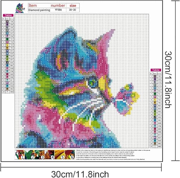 5D DIY Täysi Timantti Kissa 30 x 30cm, Strassi Timanttimaalaus K