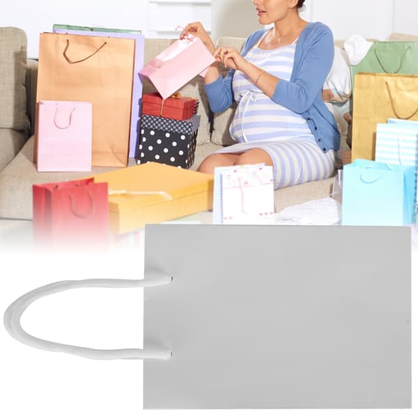 10 pcs Drawstring Paper Bags, Portable Crafts, Gift Handbag, Clothing Packaging Tools, White