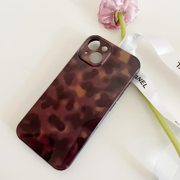 Søtt telefondeksel for iPhone 16 Pro Max Deksel Amber Leopard Full Kamerabeskyttelse Slankt Støtsikkert Estetisk-Brunt Amber