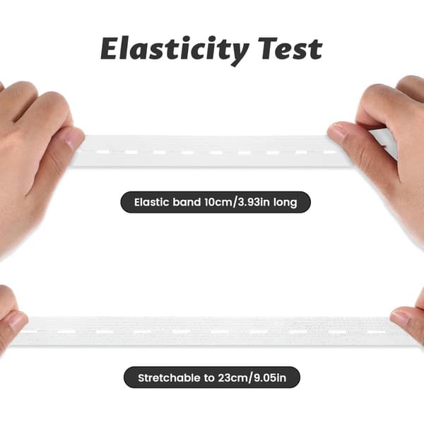 Justerbart elastikbånd med knaphuller og 10 knapper - Elastisk linning til tilpasning Hvid Hvid White