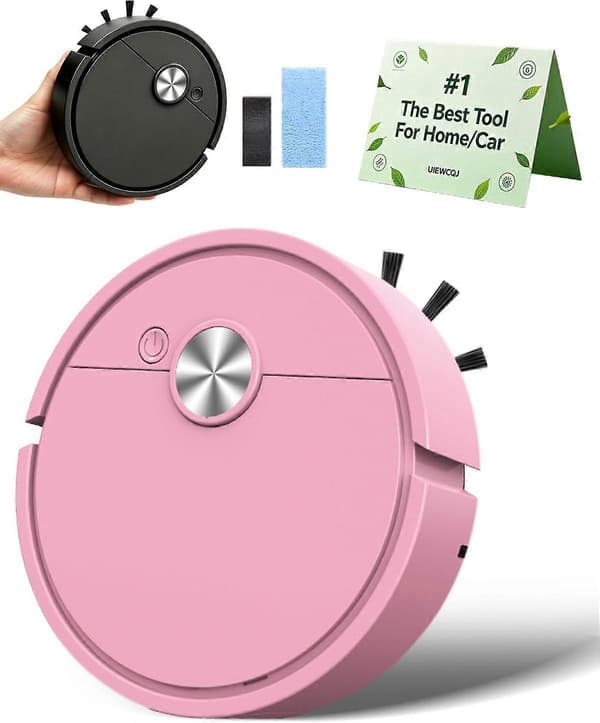 Mini Vacuum Cleaner for Car, Compact Mini Cleaning Robot, 3-in-1 Rechargeable Multifunctional Smart Cleaning Machine with Wet Mopping