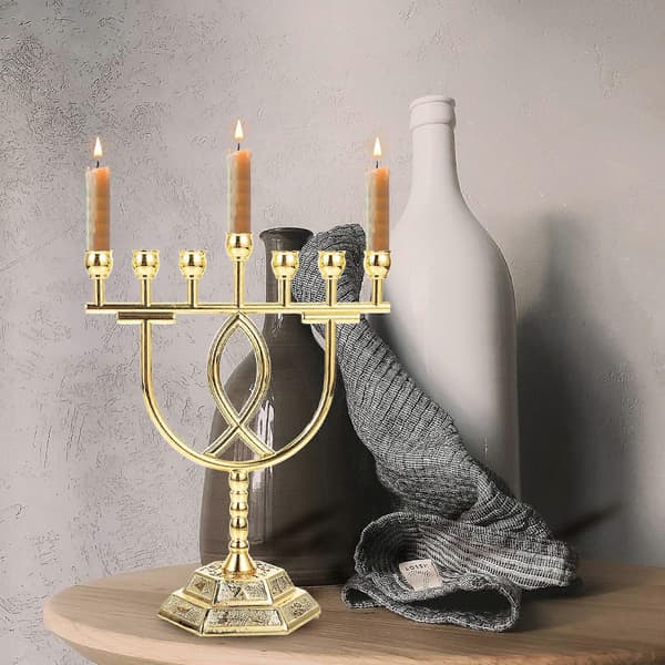 Menorah 7-armad Religiös Ljusstake Metall Ljusstake Bordsljusstake Dekor