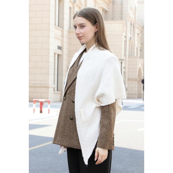 Women's Wool Blend Shawl Soft Warm Wrap Elegant Solid Color Scarf Cozy Scarves Shawls Triangle Solid White 5 - White 5