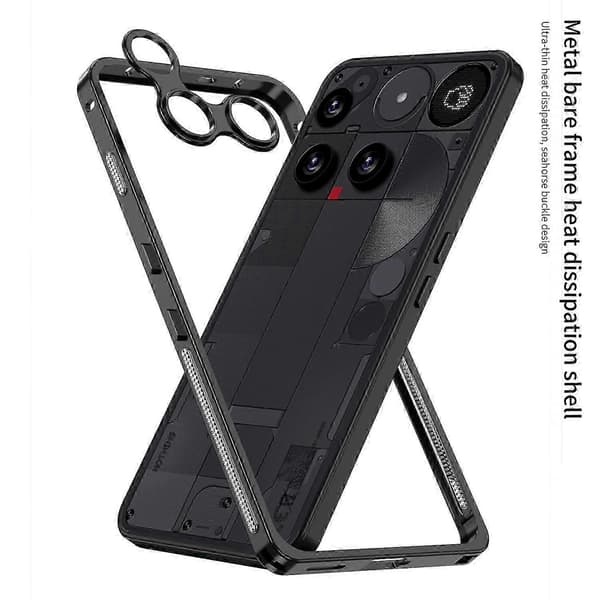 For Nothing Phone (3) 5G Bumper Case Metal Frame Heat Dissipation Cover with Lens Protector Silver