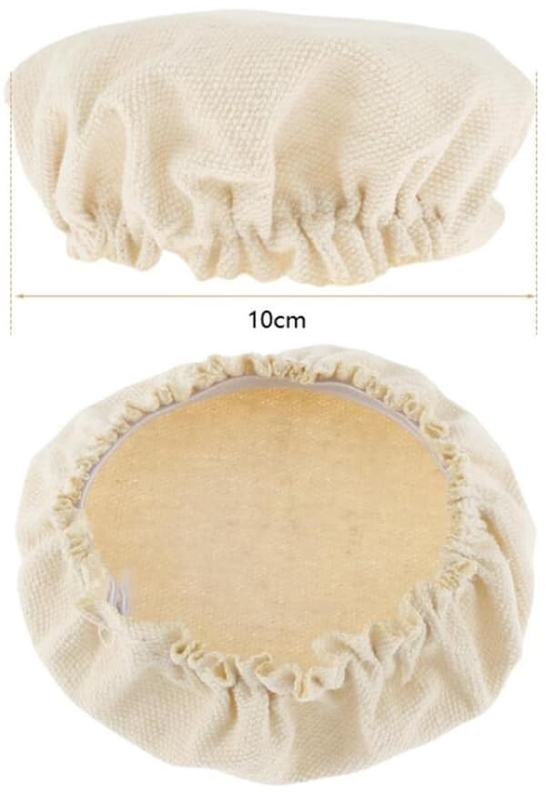 Hætteklædte sæt med 6 - 10 cm - Beige lærred - Til surdejsstartere, hævekurve - Genanvendelige og vaskbare - Støvbeskyttelse