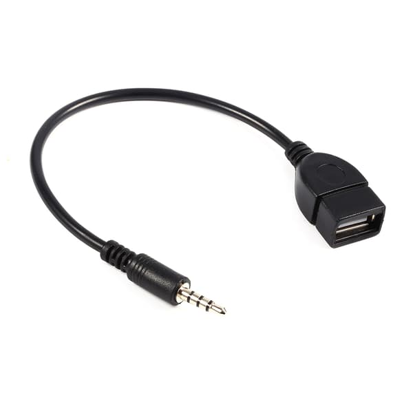 Konverteradapterkabel 3,5 mm han Audio AUX-stik til USB 2.0 Type A hun OTG