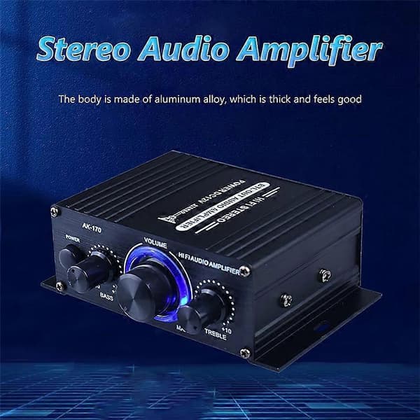 -170 Lydforsterker Trådløs HiFi Stereo Lydforsterker 200W+200W med Inngang Hjem Bil