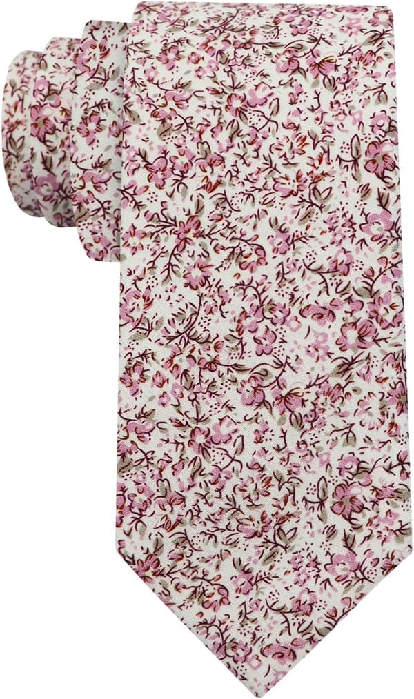 Blommiga slipsar för män 2,75'' Smal bomullsslips Herr Blomhalsdukar Bröllopsfest Examen Affärer Rosa - Pink Floral