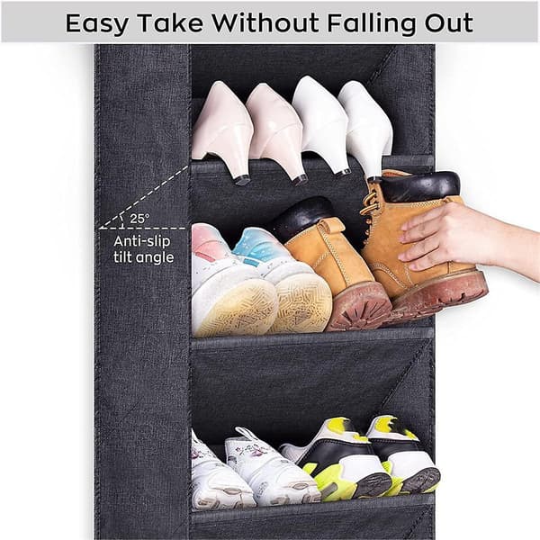 Door Shoe Rack with Large Deep Pockets, Slim Door Hanging Shoe Rack B