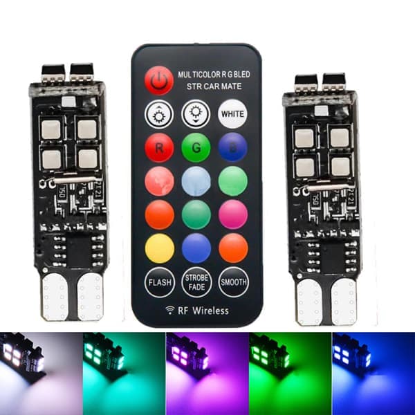 2 stk. RGB T10 W5W 3535 10SMD LED-markeringslys for bil