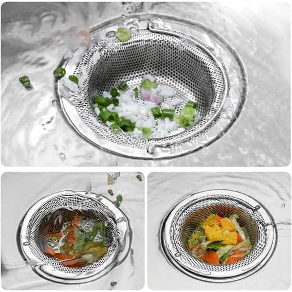 Sink Strainer, Sink Grid with Handle, Stainless Steel Sink Drain, Block Guard, Outer Diameter 11 cm, Inner Diameter 8 cm