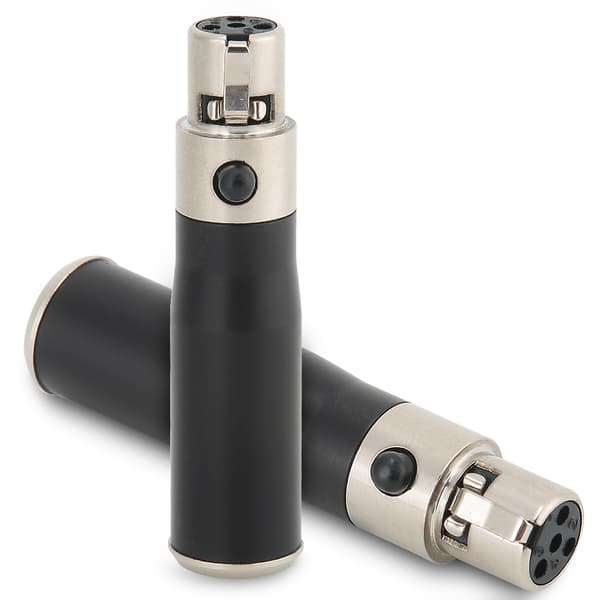 2 stk Mini XLR 3-pin han til Mini XLR 4-pin hun zinklegeringshus lydadapterstik