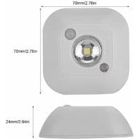 Bevegelsessensor Nattlys, Mini LED Trådløst Infrarødt Bevegelsessensor Batteridrevet Nattlys, (Hvit)