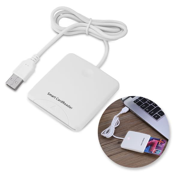 Hvit bærbar USB Full Speed Smart Chip-leser IC Mobilbank Kredittkortleser