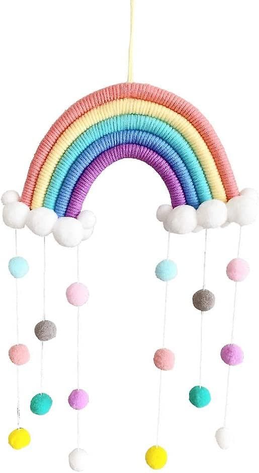 Regnbue veggdekorasjon med fargerike kuler for barnerom, jenterom, babyshower, barnehage