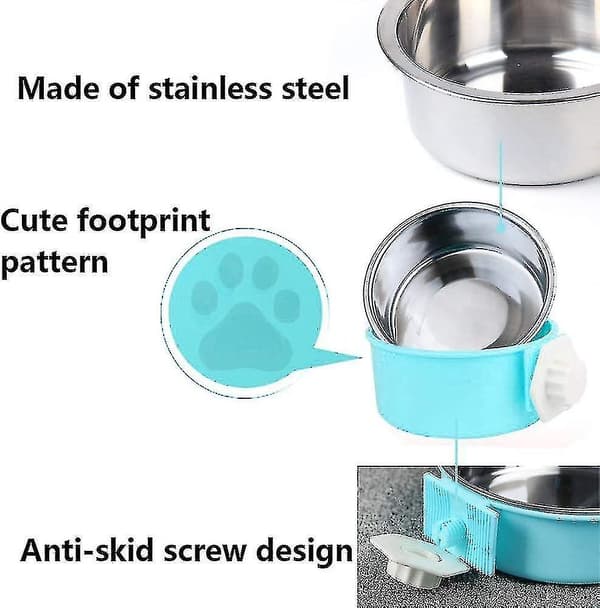 Dog Crate Bowl 2-pack Removable Double Food Bowls