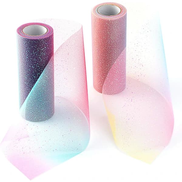 Regnbueglittertyll, Tutuskjørt, Tutu, Bordløperbånd