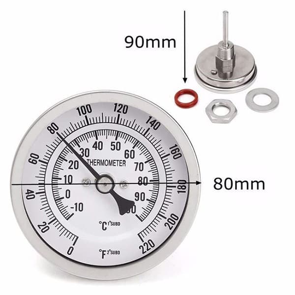 Metal Bar Ølbrygning Termometer 3 Tommer Dobbelt Skala Termometer Kit