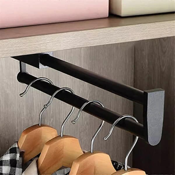Telescopic Clothes Rail Wardrobe Trouser Hanger Top Mounted Vertical Pull-Out Wardrobe Rod Hanger