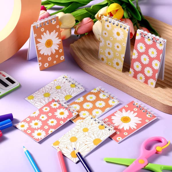 24 stk. Boho Daisy Mini Spiralnotatbok i bulk, Groovy Lomme -