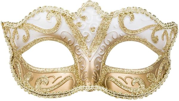 Venetiansk ögonmask, guld, elastisk, dekorationer, maskeradbal, Venedig