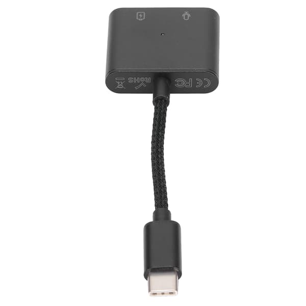 2-i-1 USB C til 3,5 mm lydadapter Type-C til AUX-kontakt med USB C PD 60W hurtigladeadapter Svart