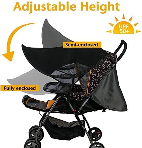 Universal Stroller Sun Shade Anti-UV UPF50+ Canopy Adjustable Stroller Canopy Windproof Protection Sunscreen UV Protection for Stroller Bassinet Pram Base