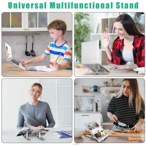 Stillcool® Foldbart Laptopstativ Skridsikkert Multi-vinkel PR Tablet iPad Aluminiumslegering Sølv
