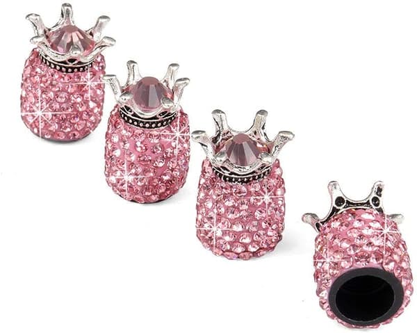 Kristal Dækventilhatte, 4-pak Universal Crown Crystal Rhineston