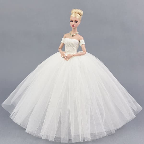 4 stykker 30 cm pigers babytøj, puffede kjoler, fe p